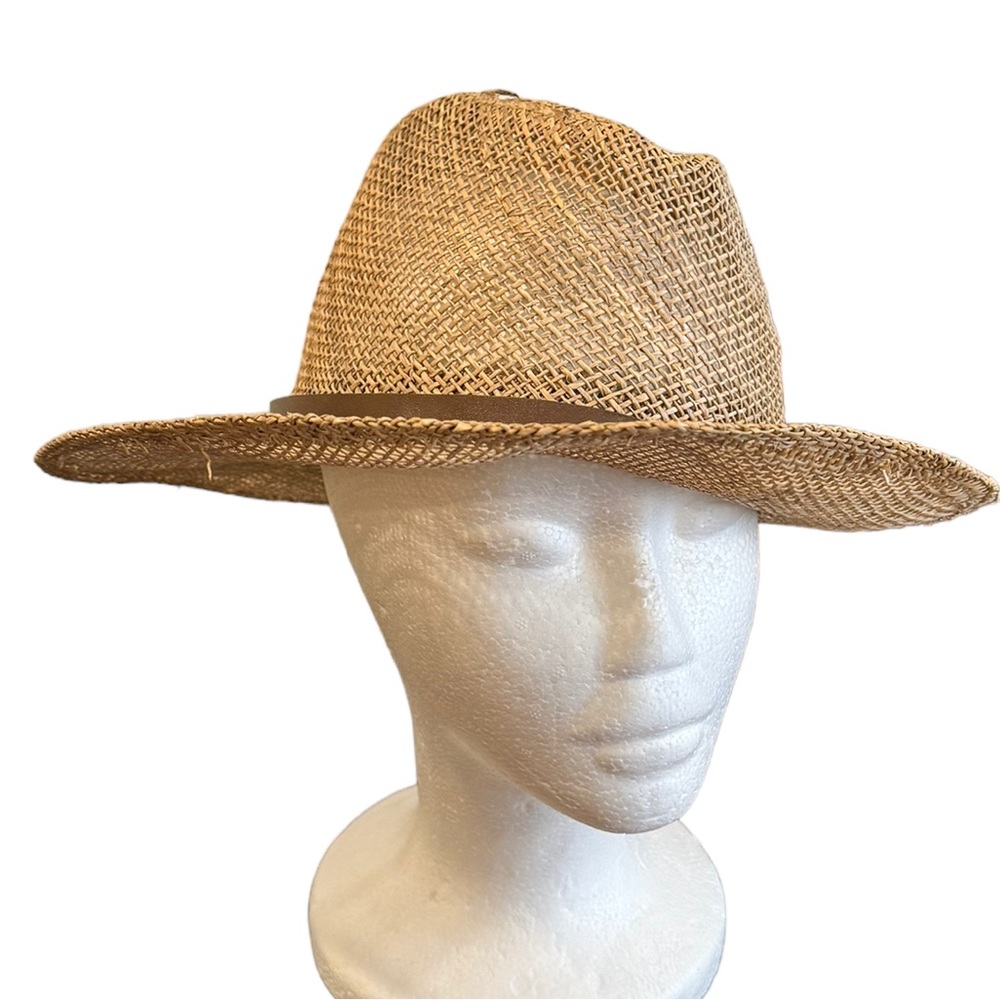 New no tags PORTO MARE handmade straw brim  leather band sumner fedora tan hat